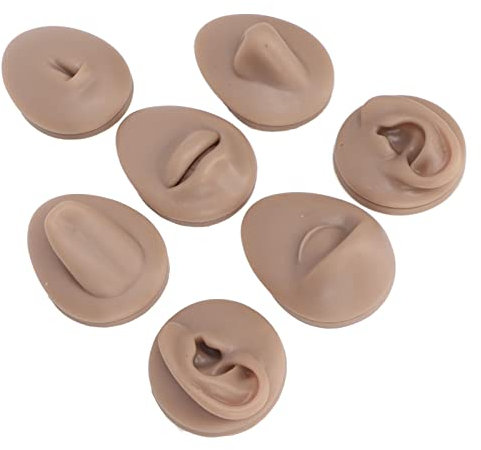Piercing Parties du Corps, Doux Modèle de Piercing en Silicone pour Présentoir à Bijoux, Oreille Humaine Bouche Oeil Faux Piercing Nez Professionnel Trousse de Piercing au Nombril (Couleur de Peau