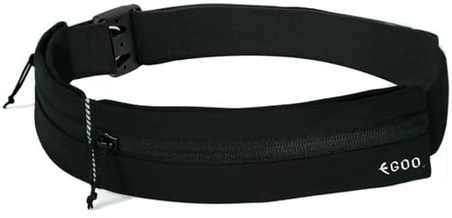 EGOO - Water Resistant Running Belt with Adjustable Elastic Strap, Lightweight Large Capacity Sports Waistpack with Dual Pockets for Running, Workout, Walking, Biking, Travel & Outdoor Activities