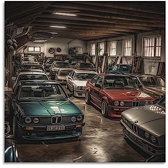 Dream Garage Poster décoratif sur toile Motif voiture de sport de luxe pour BMW 60 x 60 cm