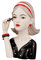 GILDE Deko Skulptur Figur Lady schwarzes Shirt - roter Mund Wimperntusche - Moderne Dekoration Wohnzimmr - Höhe 26 cm - schwarz rot Creme
