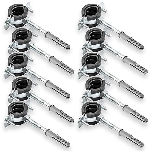 10 x Einfach Rohrschelle + 10 x Dübel + 10 x Stockschraube – Set zur einfachen Rohrbefestigung | Für Sanitär- und Heizungsinstallationen - 3/4 25-29 mm