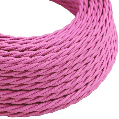 5 Meter 3 Conductor Wire Baby Pink Braided Cable Vintage Braided Flex Electrical Cables Twisted Fabric Wire DIY Lamps Electrical Cable for Lamps Braided Flex Cord for Pendant Lighting