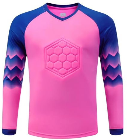 JEATHA Maillot Gardien De But Homme Maillot De Gardien Football T-Shirt à Manches Longues Tenue Sports Running Jogging Uniforme Compétition S-3XL Rose Vif L