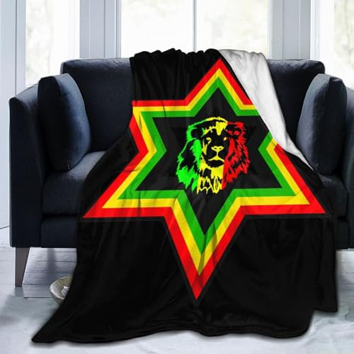 Rasta Reggae Lions Flanell-Fleecedecke, weiche, Flauschige Überwurfdecke für Sofa, Bett, Reisen, Camping, Outdoor
