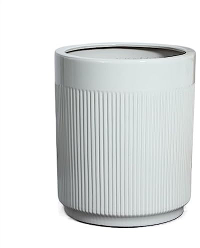 HEXEH Blumentopf Pflanztopf Blumentöpfe, weiße Keramik, einfache Linien, Blumenmuster, Blumentöpfe, Wohnzimmer, Balkon, Zuhause, Bodentyp, Grünpflanzen, große Pflanzgefäße Pflanzkübel (Size : L)