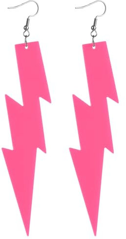 Neon Ohrhänger Damen Acryl Tropfen Ohrringe Bunte 80er Jahre Beleuchtete Halloween Vintage Ohrringe Schmuck Frauen Mädchen Neon Earrings 80er 90er Jahre Party Kostüm Zubehör (Rosa)