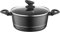 FLORINA Pentola in Alluminio (4 l) 24 cm I Pentola da Cucina con Coperchio in Vetro DELUX I Misurino & Rivestimento Anti-Graffio I Adatta per Piano Cottura a Induzione, Gas Elettrico (Nero)