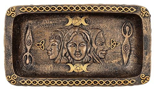 Figuren Shop GmbH Dreifaltige Göttin Schale 18 cm, Dreifachmond & Göttinnen-Gesichter - Mutter, Jungfrau, Weise