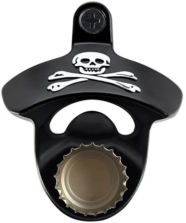 HAIICEN Skull Magnetic Bottle Opener Wall Mounted, Crossbone Cooler Mounted Beer Soda Cap Opener with Manget for Wooden Caddy Carrier Post
