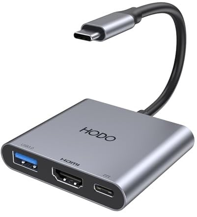 Adattatore USB C HDMI, USBC Digital AV Multiport Hub con 4K HDMI, USB 3.0, Type-C 100W PD per iPad, MacBook, iPhone 15 Pro Max/15 Pro, Samsung S24/23, Dell, Windows, Surface