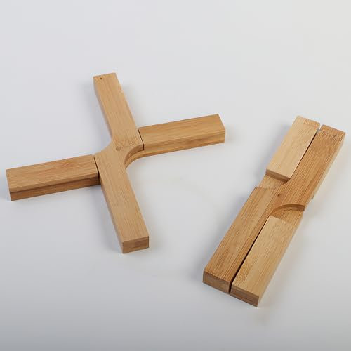 Lot de 2 Dessous de Plat, Dessous Assiette, sous-Verres en Bambou, Isolation Thermique en Forme de Croix - pour Tasses, Pots, Assiettes, Assiettes (20.5 * 4.6cm)