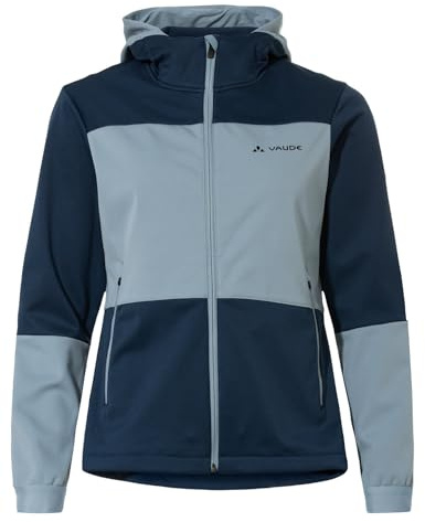 VAUDE Damen Fahrrad Softshelljacke Qimsa Hooded Softshell Jacket, winddicht & atmungsaktiv, dark sea, 44