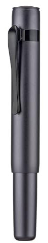 Hong Dian M2 Mini Fountain Pen in Black Forest Style, Medium Soft Nib, Elegant Short Pocket Travel Pen in Aluminium, Space Grey