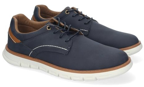 shoes&blues.es 82689 Zapatos Casuales de Hombre con Suela Antideslizante, Diseno Moderno, Comodo Ajuste con Cordones, Estilo Elegante y Versatil para el Dia a Dia Azul Talla 40