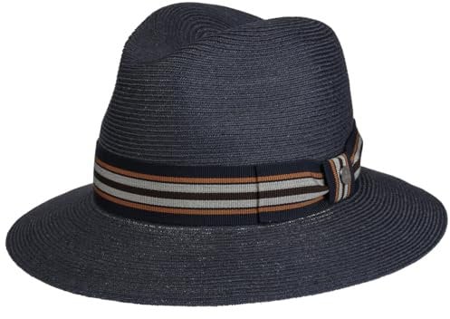LIERYS Vintello Traveller Hanfhut - Unifarbener Hut - Naturbelassen - Sommerhut aus 100% Hanf - Herren - Frühjahr/Sommer dunkelblau S (54-55 cm)