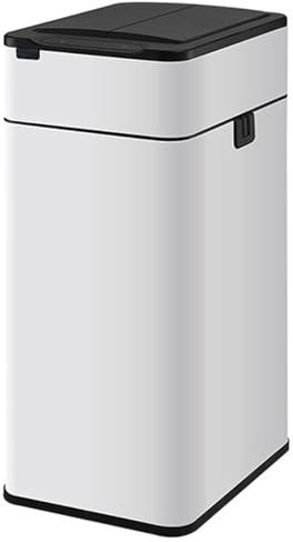 Poubelle Intelligente En Acier Inoxydable, Avec Emballage Automatique, Ouverture Du Couvercle Coulissant Latéral Bidirectionnel, For Salle De Bain, Bureau, Camping-car ( Color : White , Size : 30L )