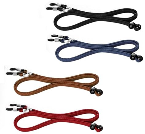 4Pcs Leather Glasses Strap Set, 70cm Secure Glasses Holder Cord, Multi-Color Around Neck Sunglasses Lanyards, Anti-Slip Reading Spectacle Chain, Sunglasses String with Adjustable Toggle for Men Women