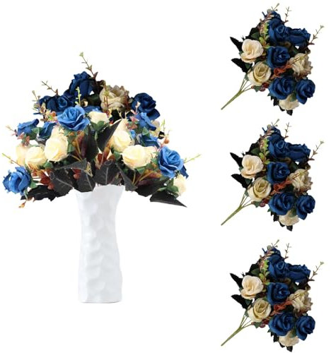 astylishome Artificial Flowers for Decoration Roses Fake Flower Realistic Bridal Bouquets Plastic for Arrangement Wedding Table Centerpiece Party Home Decor 0105