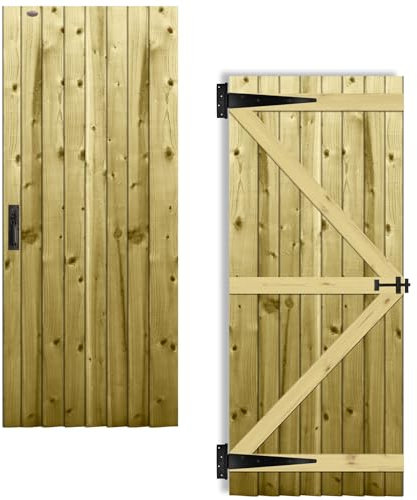 H.6ft (180cm) x W.2.5ft (75cm) Pressure-Treated (Tanalised) Pedestrian Garden Gate Flat Overlapping Feather Edge Boards on a Semi-Braced Timber Frame Professional Suffolk Latch Hing Pack Included