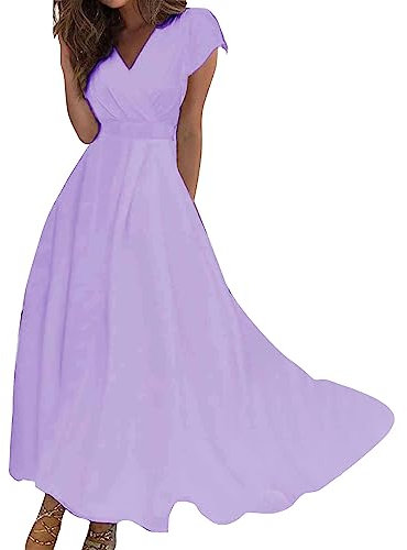 Robe Femme Ete, Robe Femme Ete Mi Longue Plage Été Short Intégré Grande Taille Manche Courte Robe Femme Ronde Rose Poudré Paillette Sexy Érotique Qui Cache Le Ventre Chemise (1-Clair Violet,S)