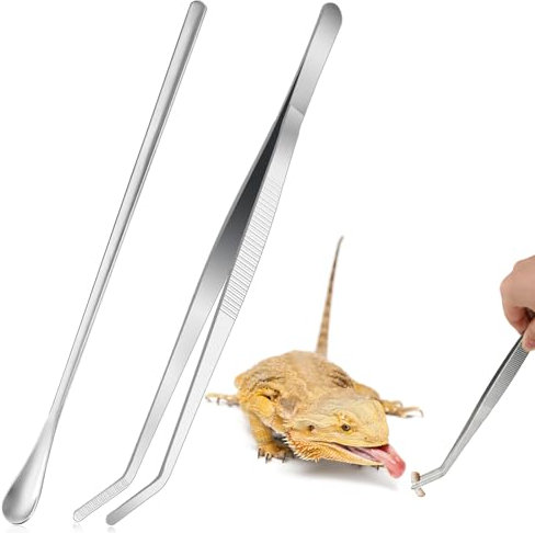 2 Stück Gebogen Aquarium Pinzette Lang 26cm Pinzette Edelstahl Reptilien Futterlöffel Aquarium Pinzette 30 cm Pinzette Lang,Futterzange Edelstahl Pinzetteterrarium,Futter Werkzeug für Aquarium-Silber