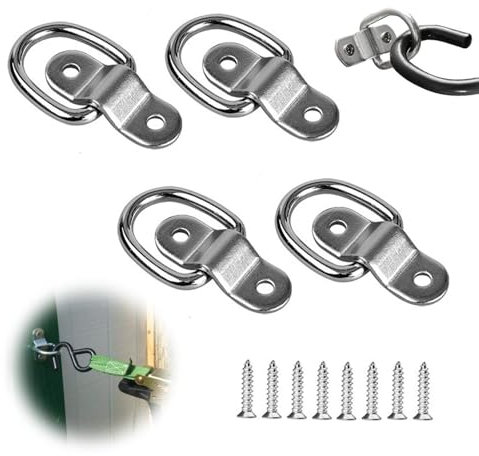 Jormftte 4 Stück D Ring Zurrösen,Zurring Augplatte Aufbauring D-Ringe,Aufbauzurrösen Zurrring mit Schrauben,Heavy Duty Zurrösen für LKW, Boot oder PKW, Haken