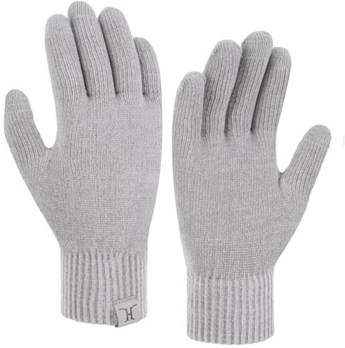 Bequemer Laden Winter Warm Damen Handschuhe Chenille Touchscreen Winterhandschuhe Strickhandschuhe mit Elastisch Manschette Frauen Geschenk, Lichtgrau