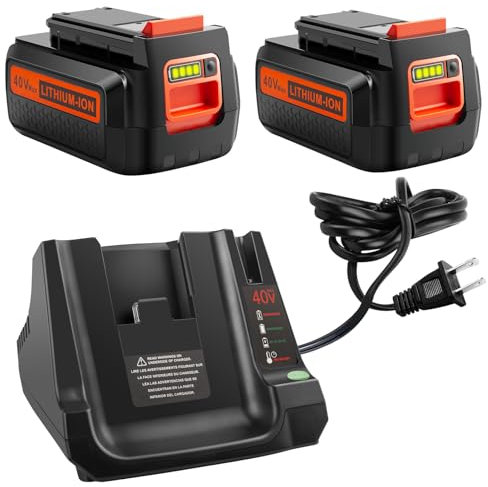 PENGJBATTER 2 Packs 40V 3.0Ah Batteries Replace for Black and Decker 40V Battery LBX2040 with LCS36 Charger, 40V 3.0Ah Battery with 40V Charger Compatible with Black and Decker 40V Tools and Charger