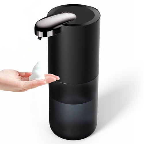 WIYETY Automatischer Seifenspender, 380ml Elektrischer Seifenspender, 4 Stufen Einstellbar, No Touch Schaumseifenspender, IPX5 Wasserdicht, für Küche, Badezimmer, USB-C Aufladung (Schwarz)
