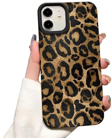 Reownest for iPhone 11 Case Cute Brown Leopard Pattern Leather Aesthetic Phone Case for Women Girls Soft Silicone Protective Case for iPhone 11 -Gold