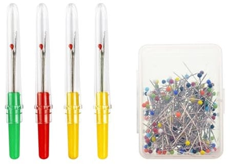 4-Stück Nähen Nahttrenner Mit 1 Schachtel mit farbigen Glasstiften, Professional Groß & Klein Fadentrenner mit Schutzhülle zum Öffnen von Nähten und Säumen Nähgarn, Seam, Pfeiltrenner, für Nähte, offe