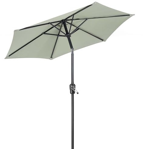CHRISTOW Garden Parasol 2m Tilting Sun Shade Umbrella Crank Handle Navy Cream Sage