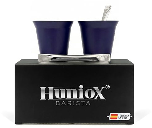 Huniox® 2 X 80 Ml | Tazzine Da Caffè Termiche – Tazzina Termica Caffe – Bicchieri Doppia Parete – Tazzine Caffe Espresso | Include 2 Cucchiaini Di Design (Amethyst, 80 Ml)