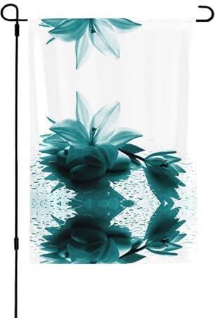 Blaugrüne Lilien-Außenflaggen, zweiseitig, saisonale Flaggen, 71,1 x 101,6 cm, für Terrasse und Pool