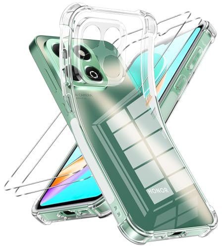 Vauki Cover per Honor X6b, con 2 Pezzi Pellicola in Vetro Temperato, Custodia Flessibile in Silicone Trasparente Antiurto Protettiva Case per Honor X6b