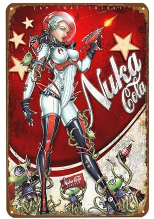 Vintage Metallschild, Nuka Cola Blechschild, Lustiges Dekor Poster für Zuhause, Mann, Höhle, Bar, Garten, Garage, Wandschild, Eisenschild, 20 x 30 cm
