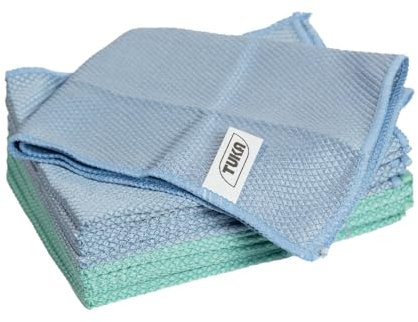 TUKA - 12 Bayetas Microfibra Limpia Cristales 30x40 cm - Pack de 12 Bayetas Reutilizables para Limpieza en Hogar, Vidrios, Coche, Baños, Espejos y Oficina - Absorbentes, Suaves y Sin Rayas (12)