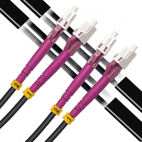 Elfcam - 150m Câble à Fibre Optique OM4 LC/UPC vers LC/UPC Duplex Multimode 50/125um ODM 5.0mm, Convient aux Installations Extérieur et Intérieur, 150 Mètres