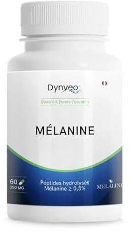Mélanine - 100% française & Naturelle - Préparateur solaire & Accélérateur de Bronzage - Soin de la peau & des cheveux - Extrait breveté Mélaline® - Biodisponibilité 96% - 350 mg 60 gélules - Dynveo