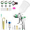 Pistolet à Peinture HVLP Professionnel à Alimentation par Gravité avec 3 Buses 1.4/1.7/2.0mm Coupe 600cc Régulateur d'air Pistolet à Peinture Automatique pour la Réparation de Voitures (Vert)