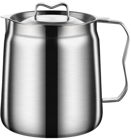 Tuesoa Olla con Filtro Aceite Acero Inoxidable 2L, Colador Manteca, Recipiente para Tanque, Jarra, Lata Almacenamiento Alta Capacidad, Herramientas para el Hogar y la Cocina