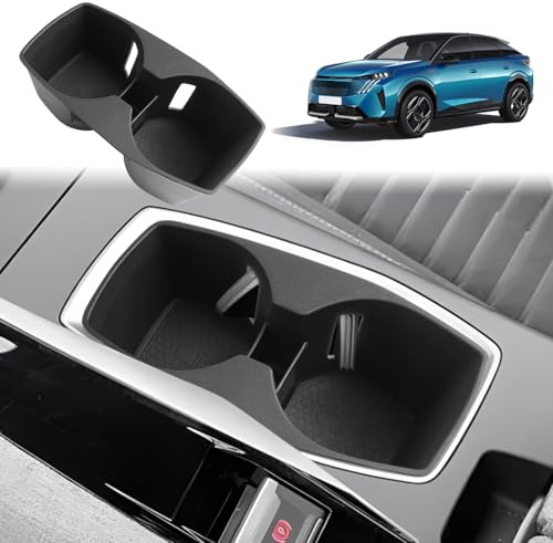 GAFAT Compatible avec Peugeot 3008 GT Allure E-3008/5008 E-5008 2024-2026 Porte-Gobelet, Organiseur en TPE Caoutchouc Souple, Antidérapant, Anti-chocs, Peugeot 3008 2025 Accessoires