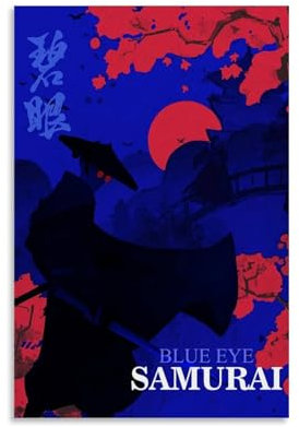 ZFXYSCFC Blaues Auge Samurai klassische Anime-Serie Leinwandposter Wandkunst dekoratives Gemälde Schlafzimmer Gemälde Poster 20 x 30 cm Unframe-Stil