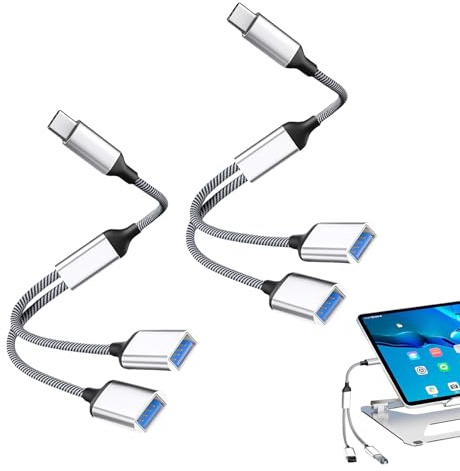 USB C Verteiler 2 Stück Silber USB C Splitter Für Strom Und Daten Kompatibel Mit Laptop Auto Tastatur Maus Drucker