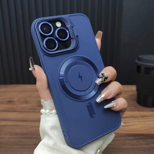 HJZSZX Für iPhone 15 Pro Max, weiche, kabellose Ladestation, Ständer, Handyhülle, magnetische Stoßstangenhülle (für iPhone 15 Pro Max/Blau)