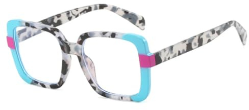 QGGNMGT Damenmode Bunte Brillengestelle Sonnenbrillen Herren Brillen (Muster blau)