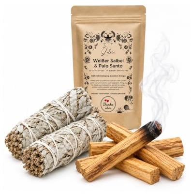 2 x Weißer Salbei Bündel & 4 x Palo Santo Sticks Räucher-Set | Meditation, Yoga, White Sage, Achtsamkeit, spirituelle Rituale, Rauhnächte
