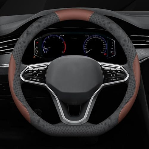 PWJLXY Auto Lenkradabdeckung für BMW X1 F48 U11 2016-2024, Lenkradhülle Lenkradbezug Leder Anti-rutsch Atmungsaktives Autozubehör Innenraum,D-Shape-C