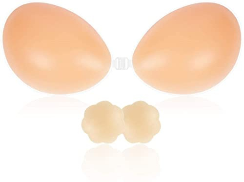 SHINYMOD Stick on Bra, Strapless Backless Sticky Bras for Women, Adhesive Silicone Invisible Push Up Bra Reusable Skin Comfortable Cup Bra with 2Pcs Nipple Covers