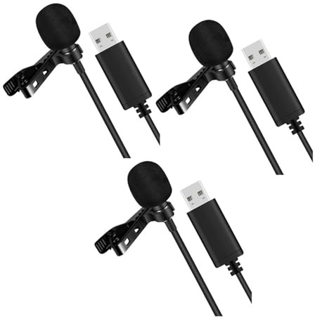 Onchdbfhuu 3X Universal USB Microphone Lavalier Microphone Clip-on Computer Mic Plug and Play Omnidirectional Mic